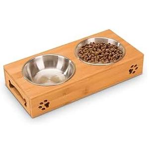 Wholesale Custom <b>Matted</b> Elevated <b>Dog</b> <b>Bowl</b> Resin Pet <b>Bowl</b> With Wooden Stand - Product Image 3