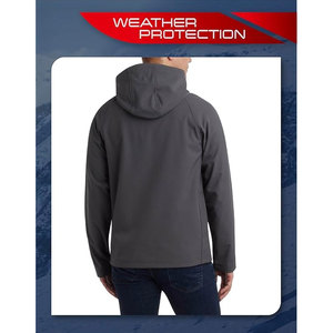 Veste Softshell d'hiver en denim épais pour hommes Manteau polaire zippé à capuche pour temps froid solide personnalisable - Product Image 6