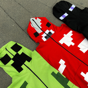 เสื้อฮู้ดดี้โอเวอร์ไซส์แบบแพทช์เวิร์คสำหรับผู้ชาย ตกแต่งด้วยลายปักสไตล์พังก์ สตรีทแวร์ ทรงปกติ ผ้าฟลีซสำหรับฤดูหนาว กันน้ำ เป็นมิตรกับสิ่งแวดล้อม - Product Image 1