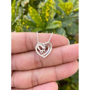 Collar de Plata 925 con Tanzanita en Forma de Corazón, Bañado en Rodio, Patrón Geométrico, Oro 14K, Zafiro, Circonita, Oro Rosa, Diamante, Perla, Moderno - Product Image 2