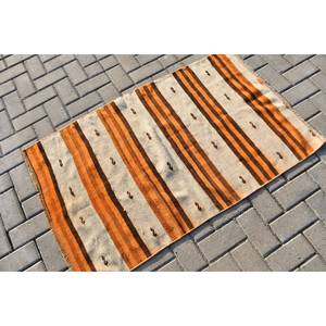 พรมทอสไตล์ตุรกีทำด้วยมือสีส้มเบจแบบดั้งเดิม2.7 x 4.3ft ต่อผ้าวูล PP สี่เหลี่ยมผืนผ้าโถงทางเดินสำหรับน้ำยาง - Product Image 2