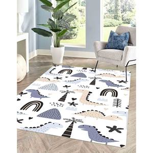 Tapis dinosaure : Décoration de chambre d'enfant bleue, tapis antidérapant, tapis doux non tissé - Product Image 4