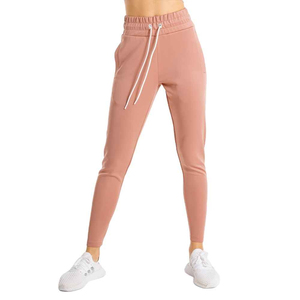 กางเกงวอร์มผู้หญิงผ้าฝ้าย 100% สำหรับฤดูหนาว ขายส่ง OEM มีกระเป๋า แต่งลายปักโลโก้แบบเรียบ ผ้าถักหนา ยืดหยุ่น - Product Image 6