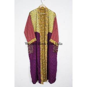 Elegante y Hermoso Kimono Largo de Seda, Bata de Dormir, Cubre Bikini, Ropa de Maternidad, Ropa de Playa de Verano, Uso Doméstico, Otoño, Primavera, Floral - Product Image 4