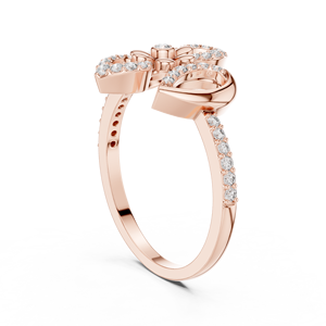 Anillo de Compromiso con Diamante Redondo y Diseño Floral en Racimo Elegante |   Joyería Fina Nupcial de Lujo - Product Image 4