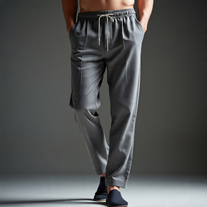 Pantalon de jogging léger pour hommes pantalon à cordon de serrage haut pantalon pyjama hommes Streetwear mode pantalon athlétique hommes - Product Image 2