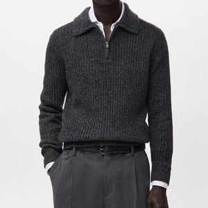 Suéter de Punto Informal Unisex para Mujer, Mezcla de Nailon/Acrílico, Suéter de Otoño, Cárdigan con Cierre de Cremallera y Adornos Frontales - Product Image 1