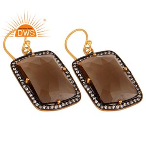 ต่างหูควอทซ์ชุบทอง18K จากธรรมชาติ CZ และสโมควอทซ์แบบห้อยต่างหูแบบละเอียด - Product Image 2