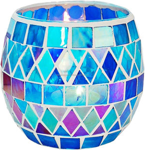 Candelabro de candelita de mosaico de vidrio púrpura azul hecho a mano para detalles de dormitorio y sala de estar - Product Image 1