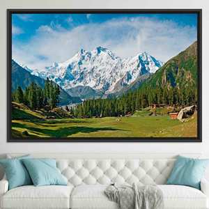 Nanga Parbat Tempered Glass Canvas Print: Mountain Landscape Art,BLACK <b>FRAMED</b> CANVAS - Product Image 1