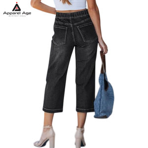 Custom Made Design Breathable Eco-Friendly Women Jeans Capris Unique Design <b>Top</b> Selling Jeans Capris In Wholesale - Product Image 2