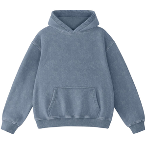 Personnalisable Noir Vintage Hoodies Hommes 100% Coton Surdimensionné Lourd Lavage À L'acide Pull Sweat Strass Conception pour L'hiver - Product Image 1