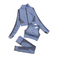Prix de gros, haute qualité, luxe, ensemble de yoga 3 pièces sur mesure, sans couture, haut de gamme, tenue de sport pour femmes, vêtements de sport grande taille
