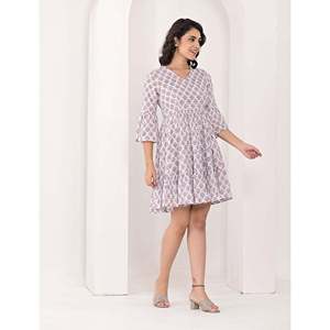 Vestido de Algodón Blanco Personalizado, Transpirable, con Estampado Butta Block, Cintura Imperio, Estilo Casual para Fiestas y Salidas Diurnas, Talla XS, Largo hasta el Suelo - Product Image 5