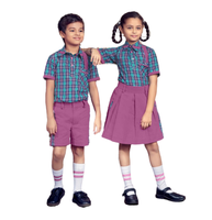 Ensemble uniforme scolaire de haute qualité pour garçons et filles : chemise violette à manches courtes, jupe noire et short – Confortable et durable