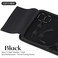 Kit d'outils d'extensions de cheveux professionnels aiguilles à coudre incurvées 10 pièces pinces à cheveux ciseaux de salon avec outil de salon avec mallette de rangement