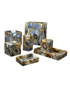 Ensemble de 6 accessoires de salle de bain avec ensemble de bain en agate naturelle pour la décoration de la salle de bain à la maison et à l'hôtel - Product Image 3