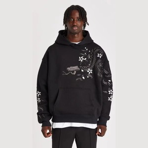 Sudaderas con Capucha Extra Grandes de Algodón 100% de Alta Calidad para Hombre, Otoño, Color Sólido, Bordado Chenille Personalizado, Colores y Logotipo Personalizados - Product Image 2