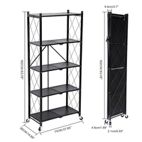 Vouwbare 5-laags metalen plank - Hoge draagcapaciteit - Veelzijdig ontwerp - Eenvoudige montage - Keukengebruik - Modern design