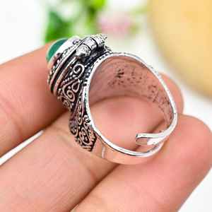 Green Onyx Pill <b>Box</b> Ring Adjustable 925 Sterling Silver Gemstone Secret <b>Box</b> Ring Unique Holiday Gifts - Product Image 6