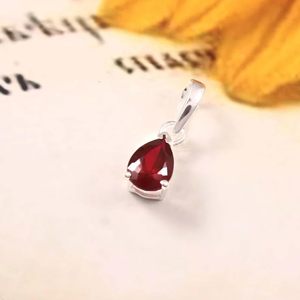 จี้เพชรรูปหยดน้ำประดับทับทิมโมซัมบิก เงินแท้ 925 สำหรับผู้หญิง สไตล์คลาสสิก เหมาะสำหรับงานแต่งงานและงานหมั้น ประดับเพชร ทอง 18K - Product Image 3