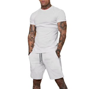 Ensemble 2 pièces court personnalisé pour hommes, vêtements d'été de jogging en coton, vêtements de sport, survêtement de gymnastique, style décontracté, maillot à motif solide, 180 grammes de tissu - Product Image 6