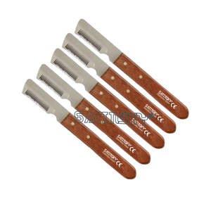 Dog Grooming Coat <b>Stripping</b> Knife Stripper Trimmer Tool <b>Wooded</b> Handle Set of 6 Stainless Steel Manual High Quality - Product Image 5
