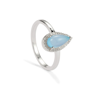 Bague en agate Paraiba avec zircon blanc en argent sterling plaqué rhodium 1,47 carats - Product Image 1