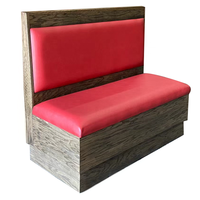 Banquette de restaurant en cuir PU rouge avec base en bois grainé, sièges rembourrés pour café, restaurant, traiteur, hôtel, bar