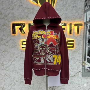 Etiqueta personalizada de alta calidad de moda buena venta cremallera Sudadera con capucha Puff impreso hecho en fábrica precio barato sudaderas con capucha de los hombres - Product Image 3