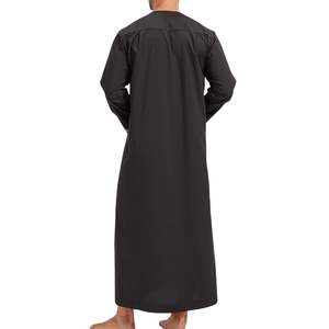 Jubba Islámica Negra para Hombre, Manga Larga, Bordado Plateado, Estilo Dubái, Thobe Musulmán, Dishdasha, Ropa de Oración para Ramadán, Caftán - Product Image 2