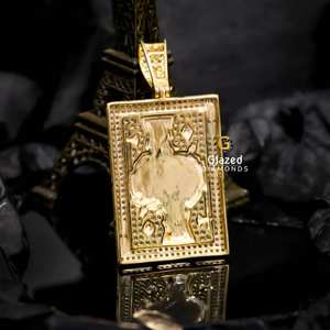 S925 Sterling Silver King Card Poker Pendentif Design Hip Hop accrocheur Glacé Brillant Cut Lab Grown Diamonds VVS Clarity Gift - Product Image 6