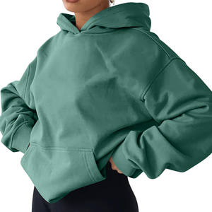 เสื้อกันหนาวมีฮู้ดสำหรับผู้หญิงเป็นมิตรกับสิ่งแวดล้อมพิมพ์ลายปักลายนูนเสื้อสตรีทแวร์โอเวอร์ไซส์ทำจากผ้าฝ้ายหรูหรากำหนด400gsm เองได้ - Product Image 4