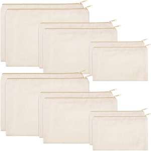 Wholesale Eco-Friendly Custom Cotton Canvas Zipper Pouches <b>Large</b> Capacity Reusable <b>Makeup</b> Cosmetic <b>Bags</b> Handle Logo Printing - Product Image 6