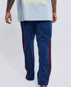 Alta calidad logotipo personalizado Terry 100% algodón sólido en blanco pantalones de chándal costuras en contraste pantalones de chándal holgados para hombres - Product Image 3