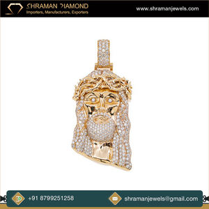 Pendentif religieux chrétien personnalisé en argent 925 plaqué or rose, style hip-hop, serti de diamants en moissanite, avec le visage de Jésus - Product Image 4