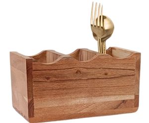 Porte-couverts 3 parties en bois de manguier fabriqué à la main Sesham et bois de manguier porte-ustensiles en bois porte-couverts de comptoir - Product Image 1