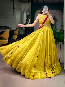 Premium Navratri Chanderi <b>Lehenga</b> with Mirror Patchwork Work G Party Style All Seasons <b>Women</b> - Product Image 4