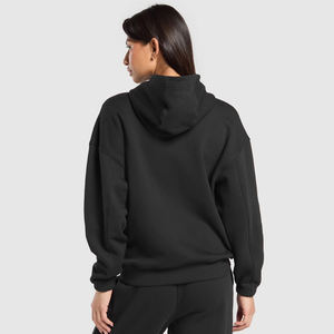 Sweat à capuche polaire décontracté noir de qualité supérieure pour femmes doux et chaud pull sweat poche kangourou OEM imprimé avant pour l'hiver - Product Image 2