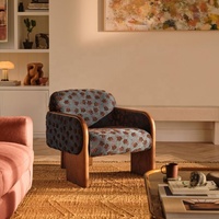 Fauteuil HEC Garret - Fauteuil lounge en velours shearling de style moderne du milieu du siècle pour hôtel, maison, bar et club - Couleurs et matériaux personnalisables