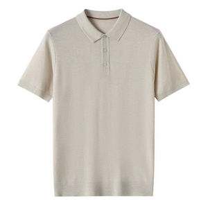 Polo para hombre, camiseta de manga corta de algodón 100% con cuello fino, Primavera/Verano, informal de negocios, ajuste Extragrande - Product Image 3