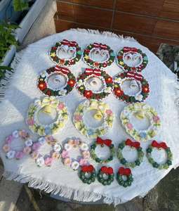 Crochet <b>Christmas</b> <b>Wreath</b> Handcrafted Wool Ornament <b>for</b> Wall or Door Decor Made in Vietnam - Product Image 2