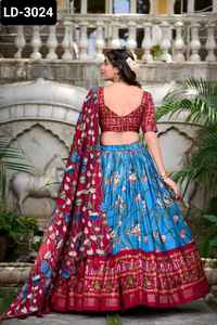 Trendy Women Latest Collection of Indian Ethnic Clothing Heavy Butter Silk with <b>Mirror</b> Work Navratri Lehenga Choli for Women - Product Image 5