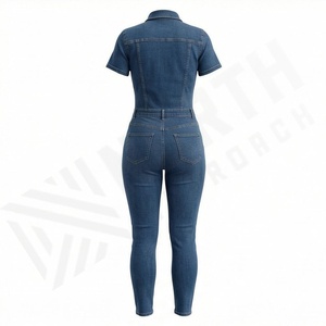 Traje de Mezclilla Casual Ajustado para Mujer, Transpirable, de Alta Calidad, Conjunto de Dos Piezas para Verano, 100% Algodón, Color Personalizado, Pantalones de Moda - Product Image 2