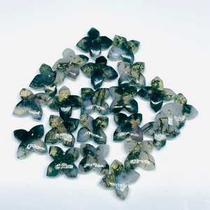 Perles de fleurs fantaisie en agate mousse sculptées à la main, pierres précieuses naturelles, 15 mm pour bijoux - Product Image 1