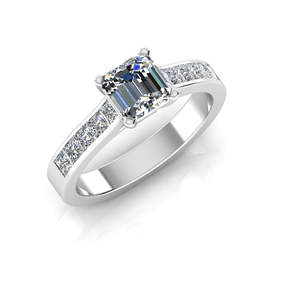 Bague de fiançailles en moissanite taille radiant, sertie invisible, élégante et stylée, alliance de mariage - Product Image 2
