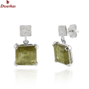 Boucles d'oreilles classiques faites à la main en argent sterling 925 doublet tourmaline quartz boucle d'oreille pierre précieuse texture boucles d'oreilles - Product Image 4