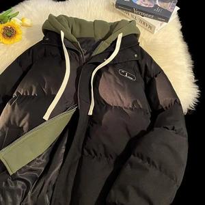 Veste matelassée en coton à capuche épaisse pour femme, deux pièces, automne-hiver, fermeture éclair, couleur contrastée, logo, streetwear unisexe - Product Image 3