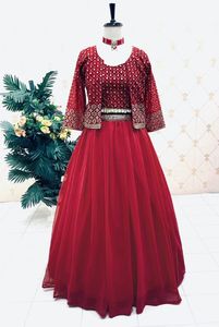 แจ็กเก็ตดูเหมือนใส่ไปงานปาร์ตี้ดีไซน์เนอร์,เสื้อ Lehenga ผ้าจอร์เจียแขนเต็มแขนสำหรับงานปัก - Product Image 2