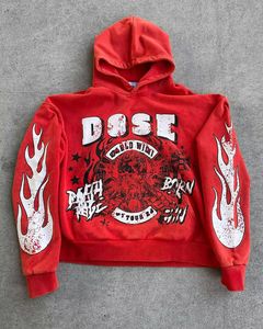 Sudadera con capucha de gran tamaño Unisex de alta calidad para estampado Puff Casual Loose Fit Hip Hop estilo bordado gris sudaderas de hombre - Product Image 5